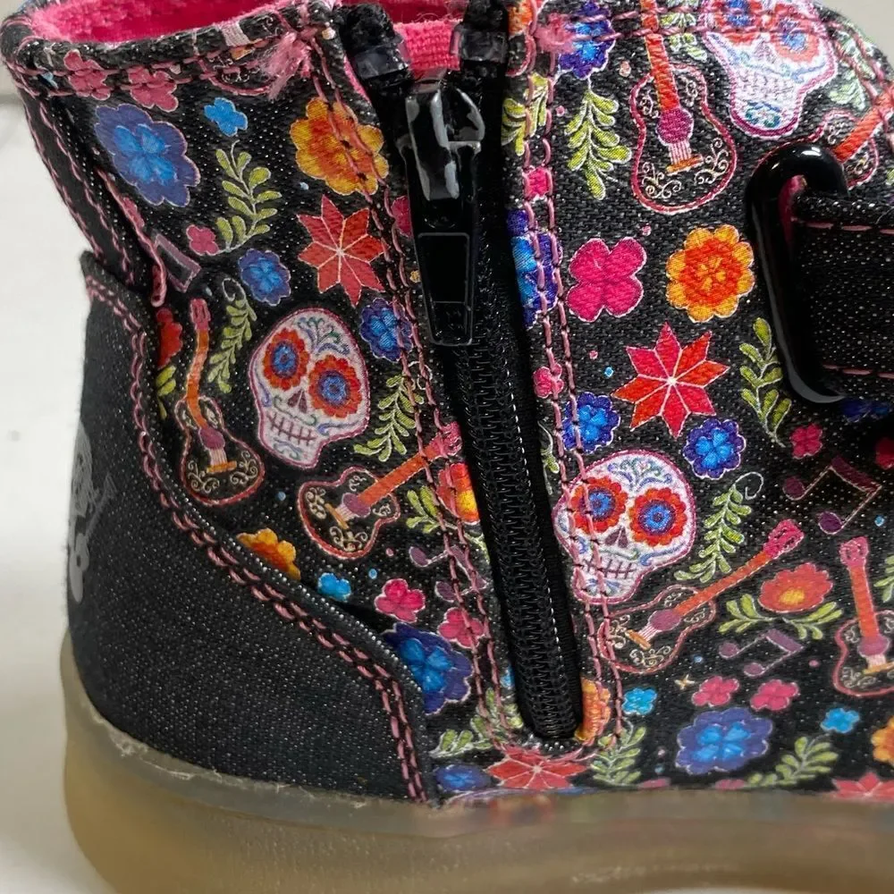 EUC Disney Pixar Coco Girls Hightop Sneakers Shoes Day Of The Dead Design Size 2